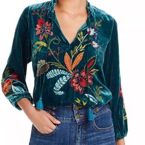 Johnny Was Embroidered Isabella Velvet Field Blouse